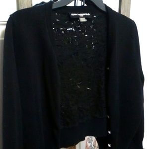 Karl Lagerfield Lace Back Cardigan - image 1